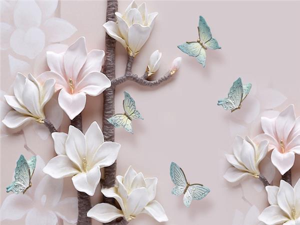 Çiçek Desen 3D Özel Tasarım Duvar Kağıdı 0125
