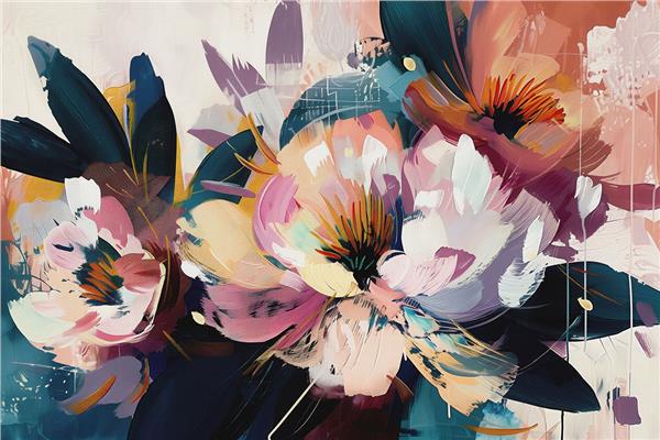 Sanatsal Çiçek Desen Duvar Kağıdı