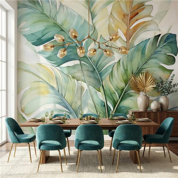 Botanik Yapraklar Tasarım Duvar Kağıdı
