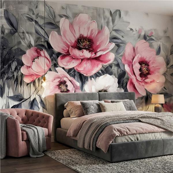 Büyük Çiçek Desen Tasarım Duvar Kağıdı