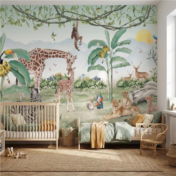 Safari Hayvanları Çocuk Odası Duvar Kağıdı