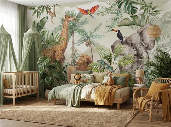 Safari Hayvanlar Çocuk Odası Duvar Kağıdı