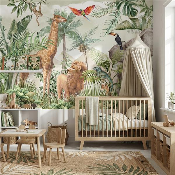 Safari Hayvanlar Çocuk Odası Duvar Kağıdı