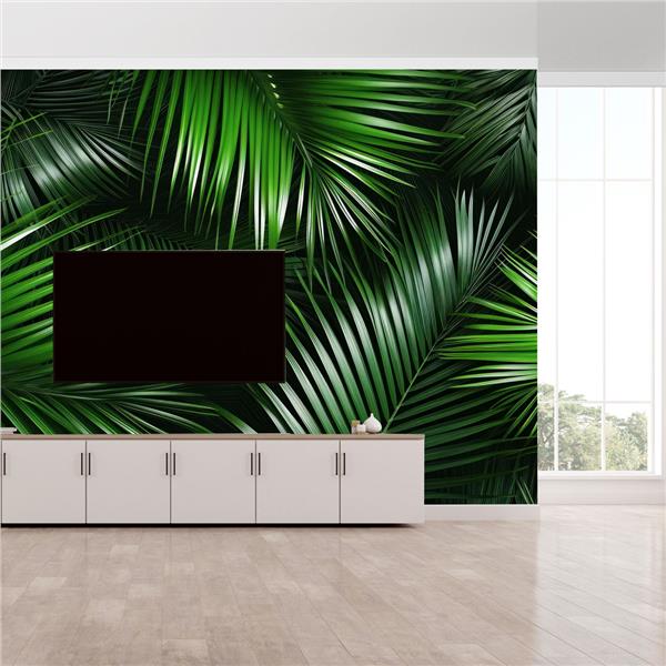 Tropikal Palmiye Yapraklı 3D Duvar Kağıdı