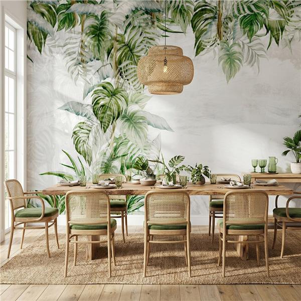 Vintage Yapraklar Tasarım Duvar Kağıdı