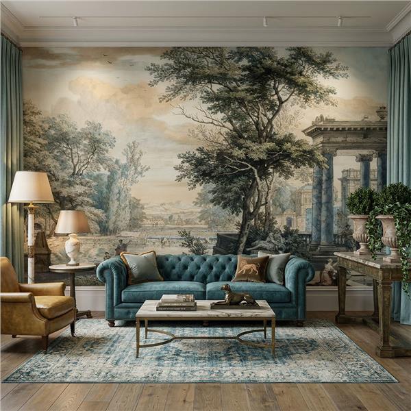 Antik Roma Manzara Duvar Kağıdı | Klasik Sütunlu Mimari Desenli Duvar Kağıdı | Derinlik Etkili Duvar Kağıdı