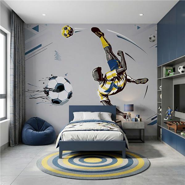 Futbolcu Figürlü Çocuk Odası Duvar Kağıdı | Futbol Temalı Çocuk Odası Duvar Kağıdı | Spor Duvar Kağıdı