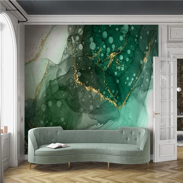 Yeşil Mermer Desen 3D Duvar Kağıdı