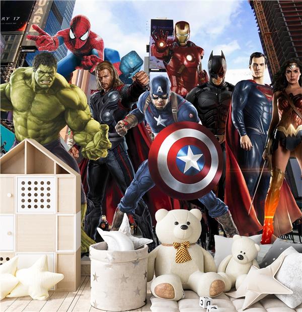 Süper Kahraman Temalı Çocuk Odası Duvar Kağıdı