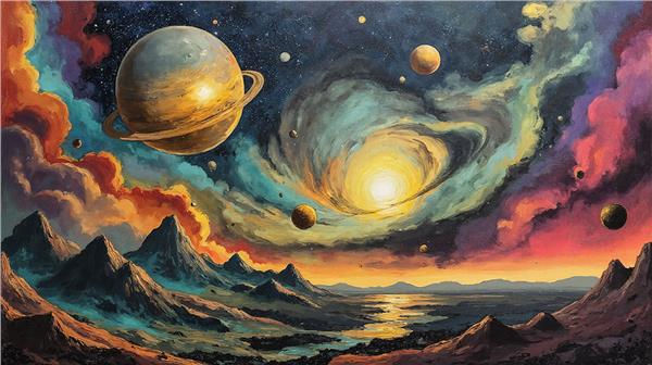 Uzay Duvar Kağıdı | Galaksi ve Gezegen Desenli Duvar Kağıdı | Çocuk Odası Duvar Kağıdı