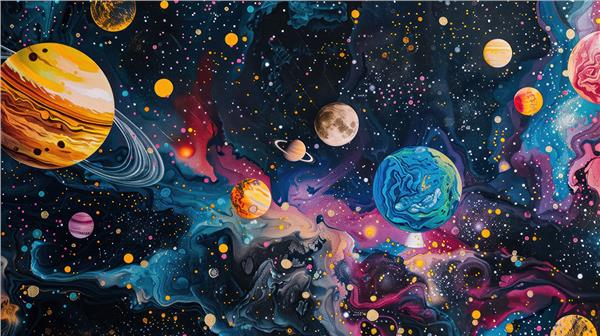 Uzay Duvar Kağıdı | Gezegen Desenli Duvar Kağıdı | Çocuk Odası Duvar Kağıdı