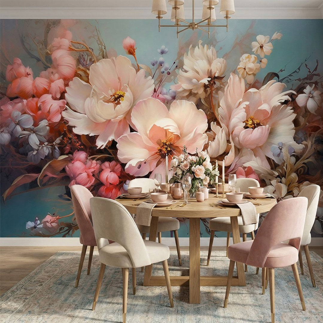 Büyük Çiçek Desen Duvar Kağıdı