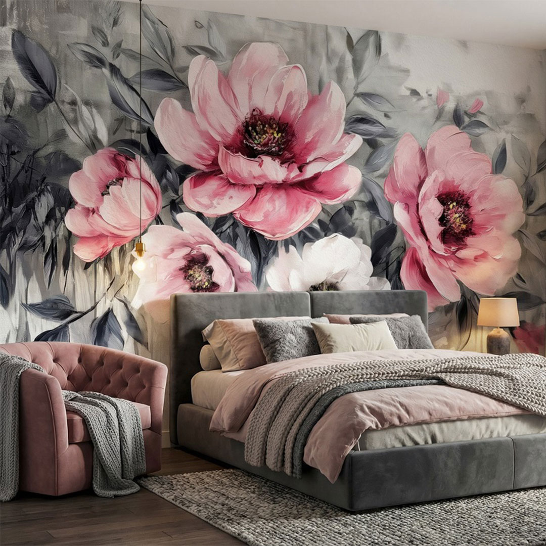 Büyük Çiçek Desen Duvar Kağıdı