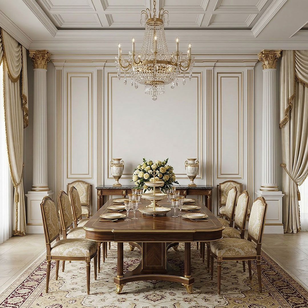 Klasik Çıta ve Sütun Desenli Duvar Kağıdı