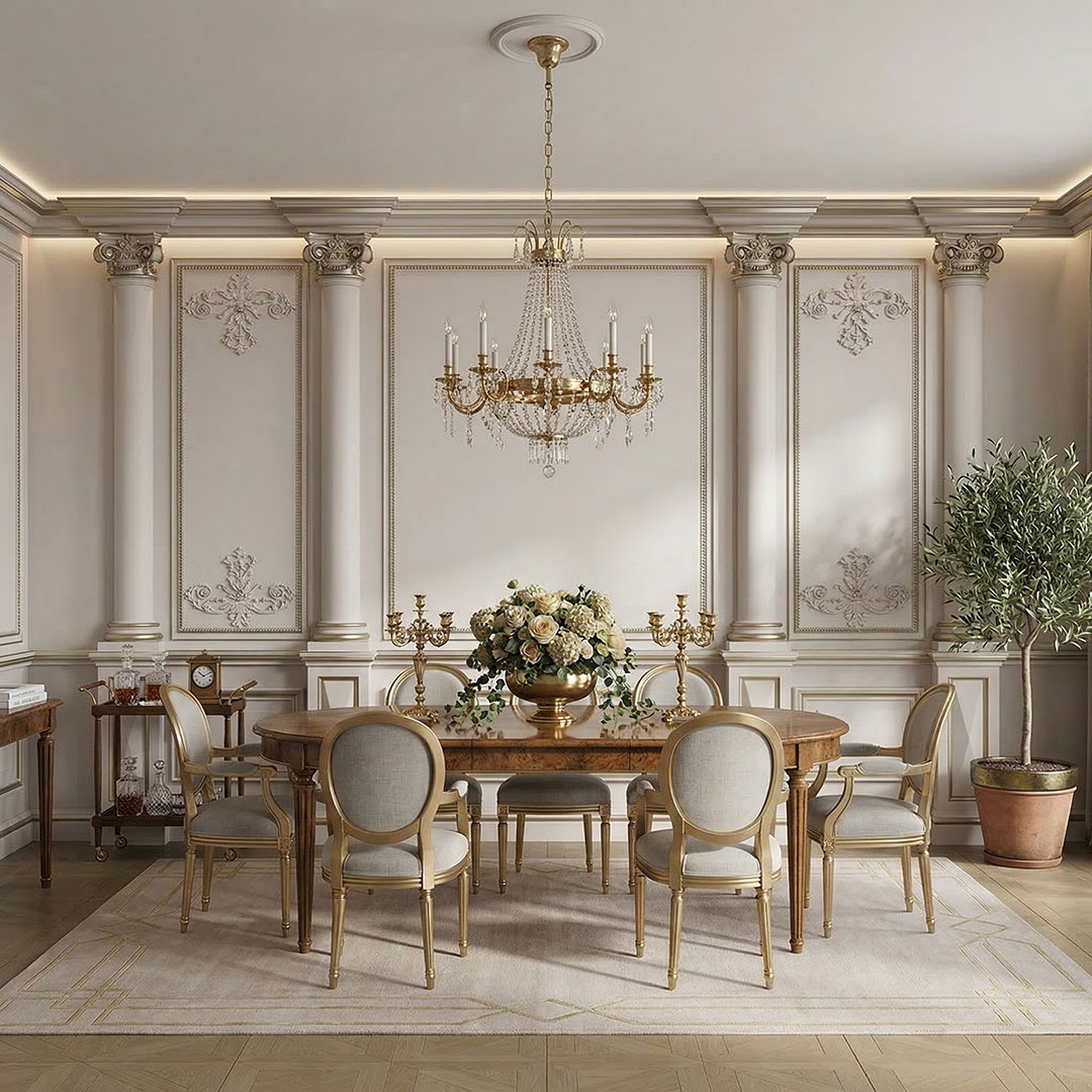 Sütun ve Dekoratif Çıta Desenli Duvar Kağıdı