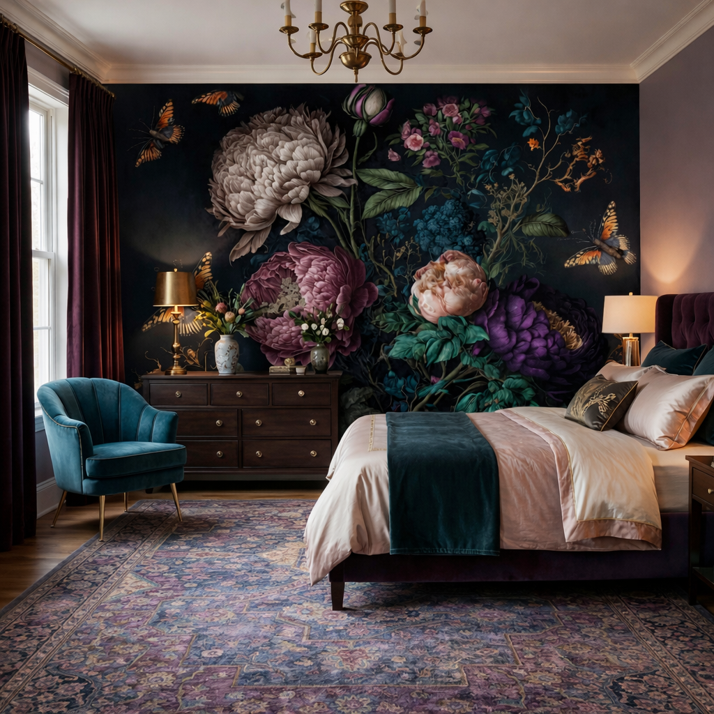 Egzotik Cicek Desen Duvar Kagidi