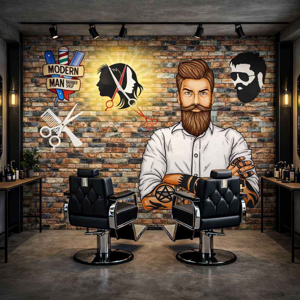 Modern Erkek Kuaförü Duvar Kağıdı