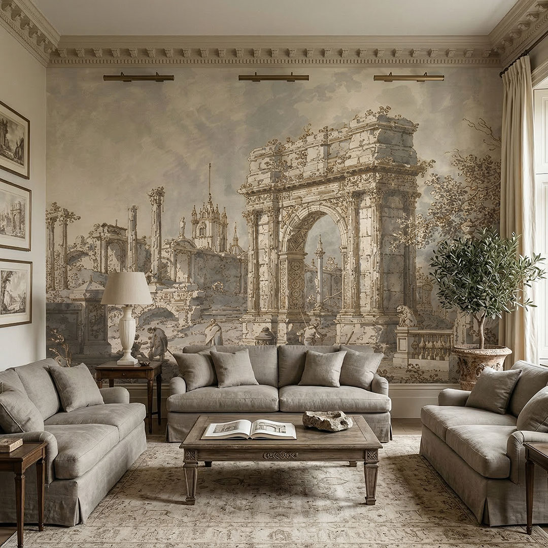Antik Roma Kemerli Duvar Kağıdı | Klasik Mimari Harabe Desenli Duvar Kağıdı