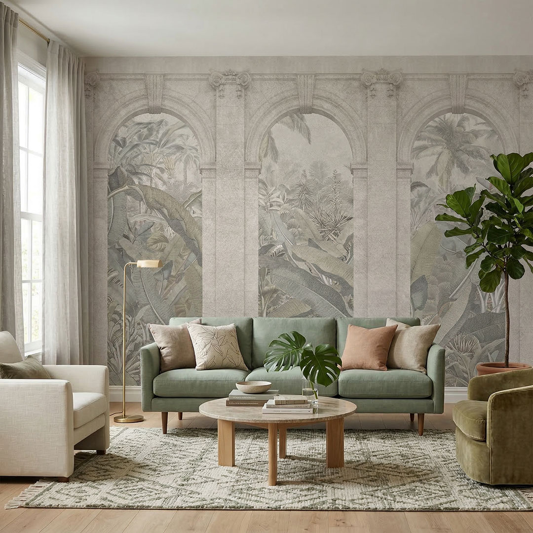 Klasik Kemer Sütun Desenli Duvar Kağıdı | Derinlik Etkili Duvar Kağıdı